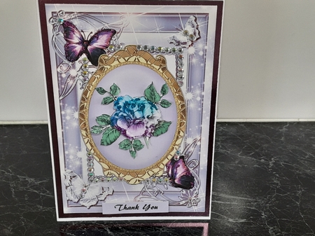 Multicoloured Rose Cameo and Butterflies A5 by Diane Carbis