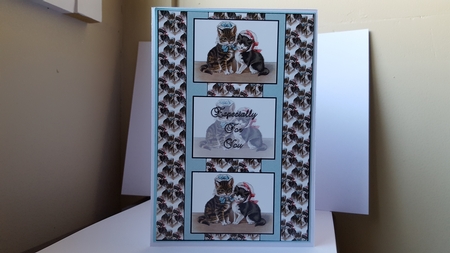 Vintage Cute Cats 3 Panel Fold Back Card by Diane Carbis