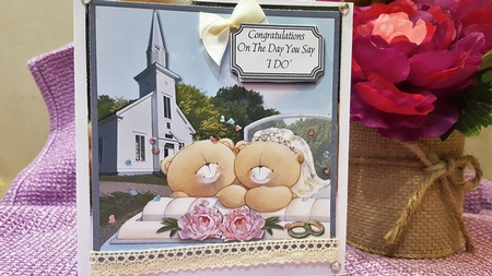 Wedding bears and church by Diane Carbis