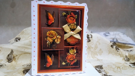 Burnt roses three squared quick card by Diane Carbis
