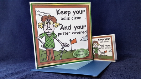 Great game of golf with Gus in green 8x8 by Diane Carbis