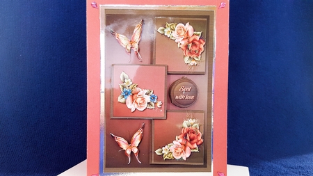 Pink rose three squared card front by Diane Carbis
