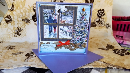 CHRISTMAS THROUGH THE SQUARE WINDOW 3 DOG WALK by Diane Carbis