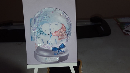 Cuddle Up & Keep Warm Polar Bears in a Snow Globe by Diane Carbis