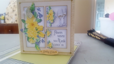 3 Square with Yellow  Roses 2 by Diane Carbis