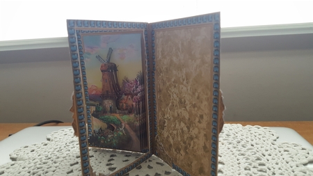 Rectangular three leaf complete card kit - Windmill at Sunset by Diane Carbis