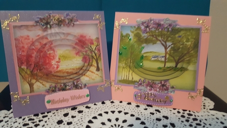 2 , Lovely Scene Toppers in Pyramid  by Diane Carbis