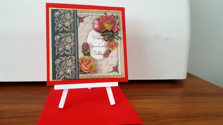 Autumn Roses Vintage Card Topper For a Birthday by Diane Carbis