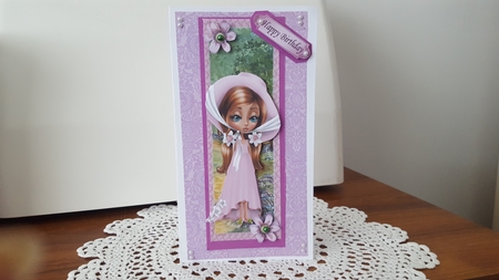 Lovely country girl in pink bonnet TALL DL  by Diane Carbis