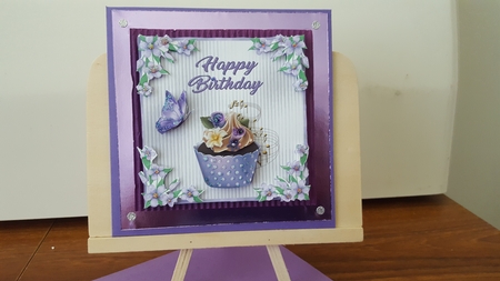 Birthday Cupcake 2 - 6x6 inch topper with decoupage by Diane Carbis
