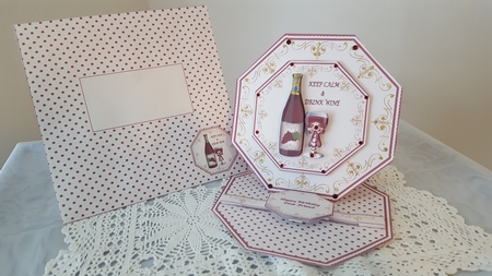 Keep calm and drink wine octagonal easel card with matching envelope by Diane Carbis