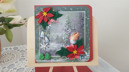 Robin and Poinsettias 2 by Diane Carbis