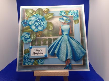 Lady Camellia - Blue 8x8 by Diane Carbis