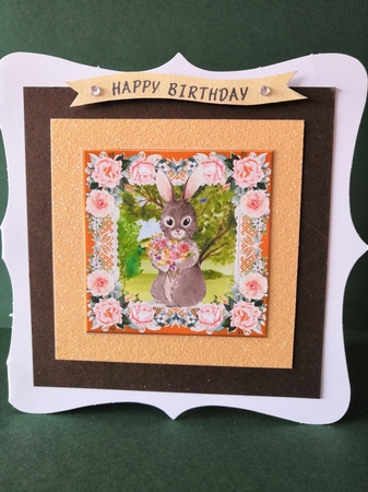 3 Peach cute bunny card fronts/toppers by Diane Dawson