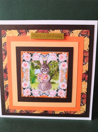 3 Peach cute bunny card fronts/toppers by Diane Dawson