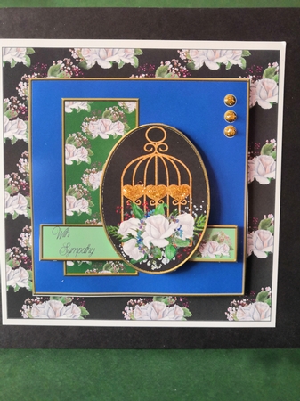 Square Oval Sketch - White Rose Birdcage by Diane Dawson