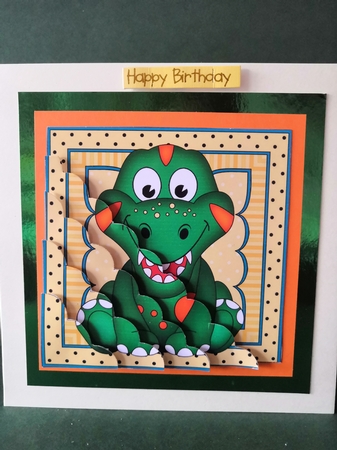 Cute Little Dinosaur Scalloped Corner Stacker by Diane Dawson