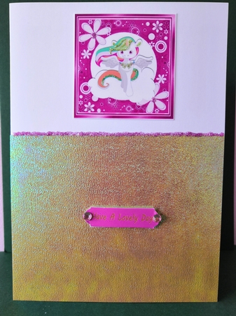 Rainbow unicorn in pink floral 7x7 frame by Diane Dawson