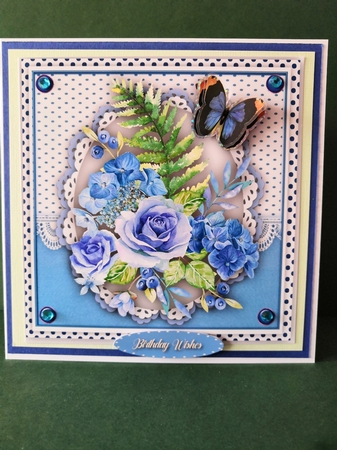 Gorgeous Blue Roses and Butterfly by Diane Dawson