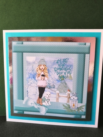 3 Just a girl with her dog Christmas card fronts/toppers 1 by Diane Dawson