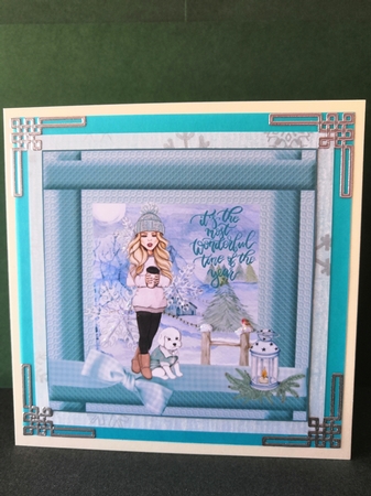 3 Just a girl with her dog Christmas card fronts/toppers 1 by Diane Dawson