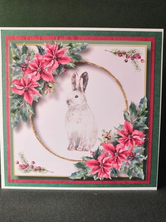 Beautiful Watercolour Snowy Hare At Christmas 8x8 by Diane Dawson