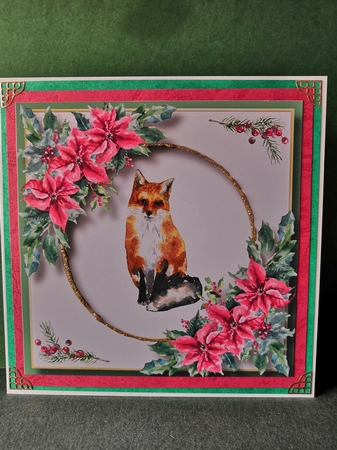 Beautiful Watercolour Fox At Christmas 8x8 by Diane Dawson