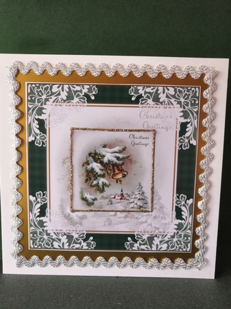 Christmas Greetings 7x7ins Topper Lace Filigree by Diane Dawson