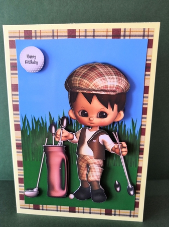 Anyone for Golf 1 Card Front with Decoupage by Diane Dawson