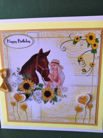 girl with horse and sunflowers no 2 by Diane Dawson
