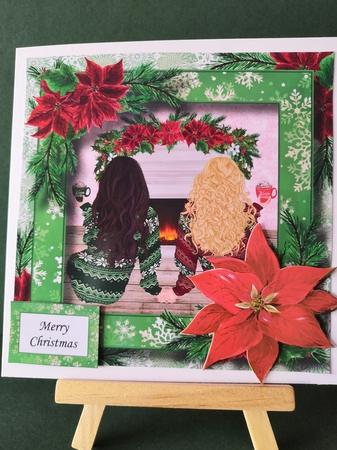 Fireside Christmas Couple - Woman & Woman 8x8 by Diane Dawson