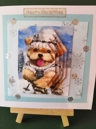 cute puppy in the snow octagon pyramids by Diane Dawson