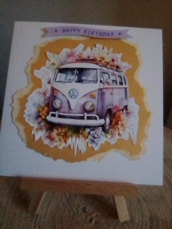 Floral VW Camper In Purple - Mix 1 by Diane Dawson