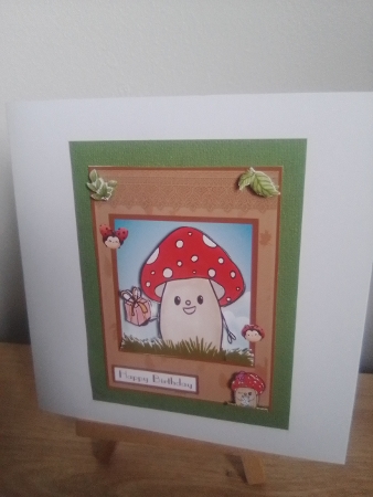 Mushroom with gift greeting card by Diane Dawson