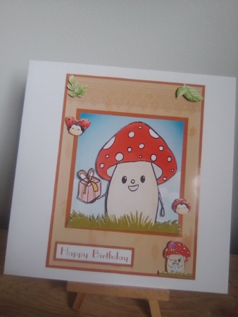 Mushroom with gift greeting card by Diane Dawson