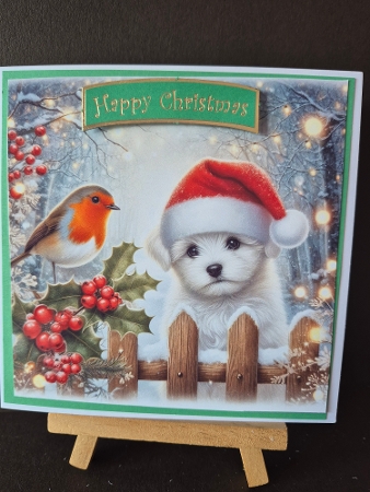 Christmas Picket Fence Pups 1 by Diane Dawson