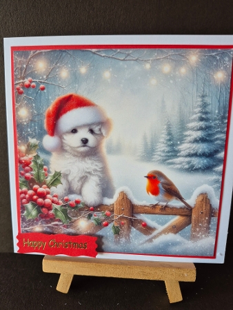 Christmas Picket Fence Pups 1 by Diane Dawson