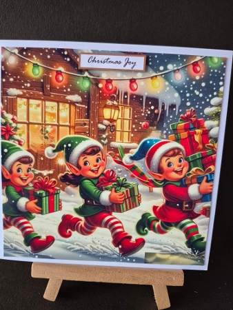 Elves carrying presents  by Diane Dawson