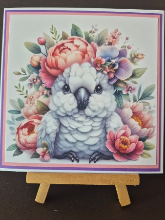 Watercolor White Parrot With Peonies & Orchids – 1024×1024 px Elegant Botanical Art by Diane Dawson