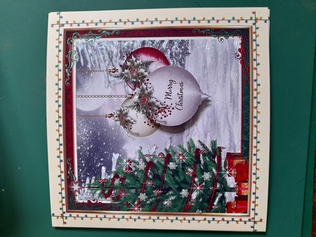 Christmas Baubles Decoupage 8x8ins Topper 1 by Diane Gray
