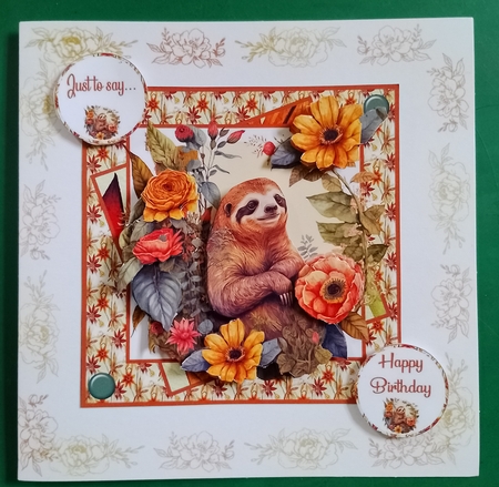 Sloth and flowers by Diane Gray