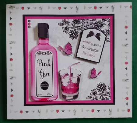 Pink Gin Decoupage Card Mini Kit 7x7 by Diane Gray