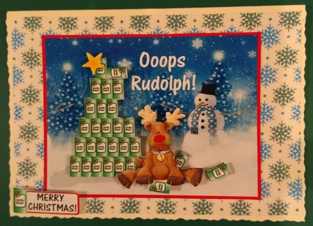 How Rudolph Got His Red Nose - Male Christmas Card Front by Diane Gray
