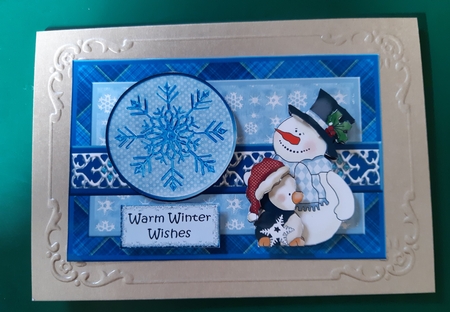 Frosty and Penguin Warm Winter Wishes Topper by Diane Gray