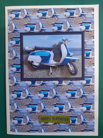 Scooter Beach Scene 3D Decoupage & Background by Diane Gray
