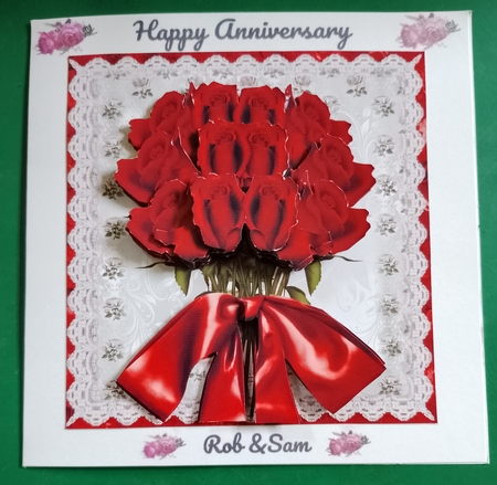 Bouquet of Red Roses Card Front Kit by Diane Gray