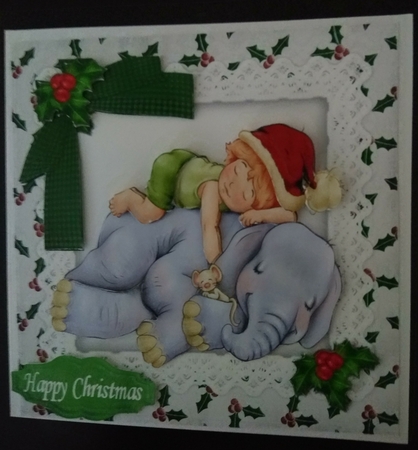 Cuddles with My Friend Ele in a Red Santa Hat Mini Kit by Diane Gray