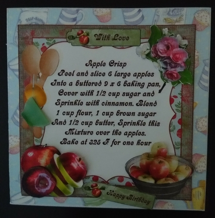 Apple Crisp Recipe Topper with Decoupage by Diane Gray