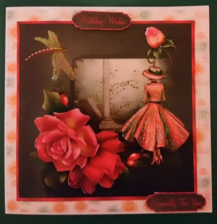 A Rose Fantasy 7 inch Square Card Front with Step by Step by Diane Gray