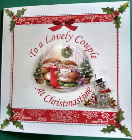 LOVELY COUPLE AT CHRISTMASTIME WITH REALISTIC DIAMANTE SNOWMAN by Diane Gray